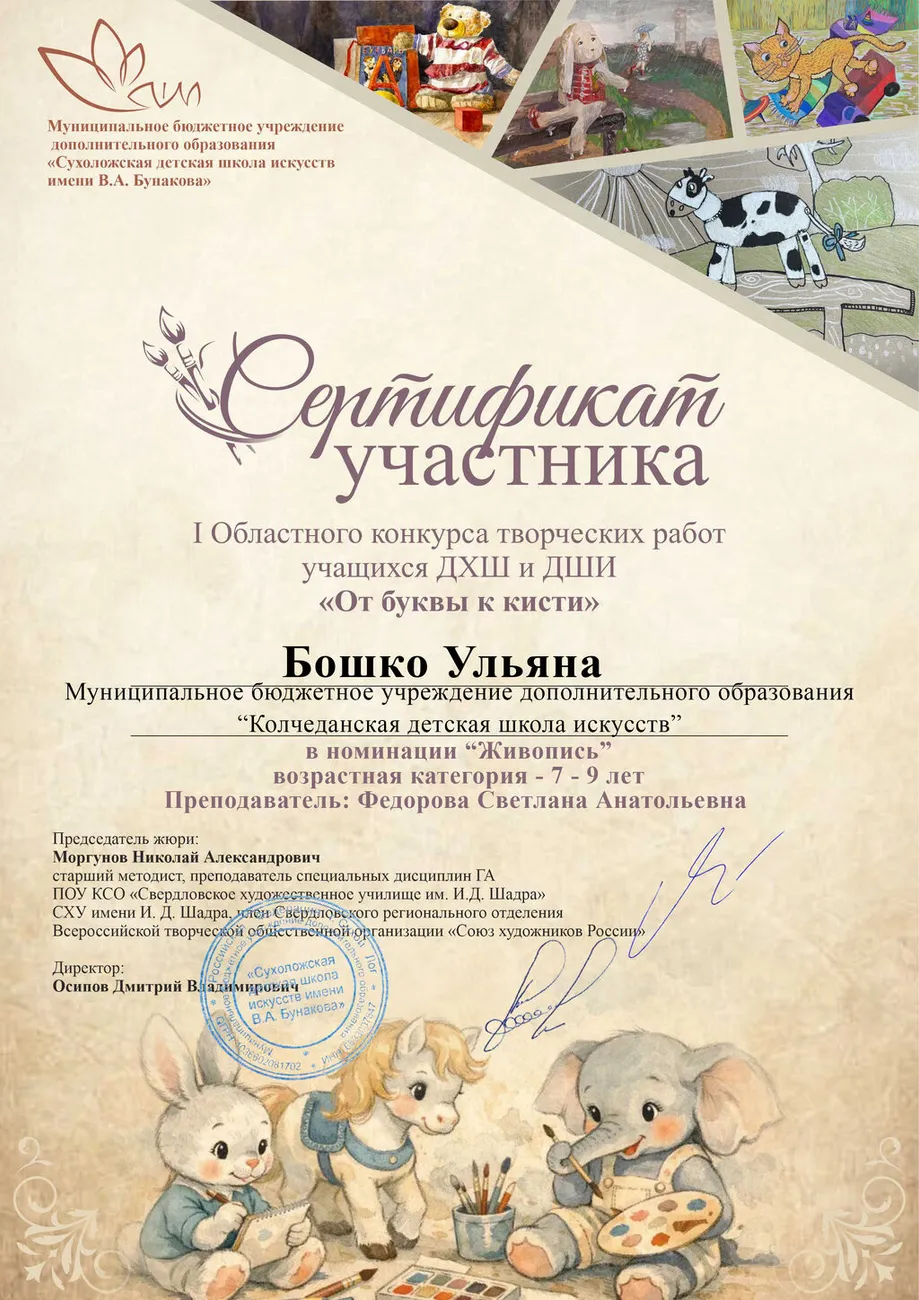 Сертификат участника Бошко У